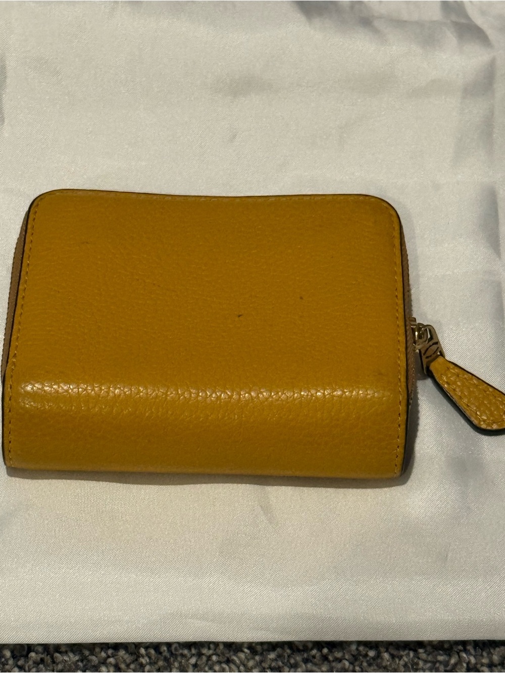 Coach Mustard Leather Compact Wallet with Gold 'C' Accent - Picture 2 of 5